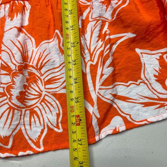 Sonoma Sundress Womens Medium Orange Floral Print Rayon Nylon Shirred Shoulder - Picture 9 of 15